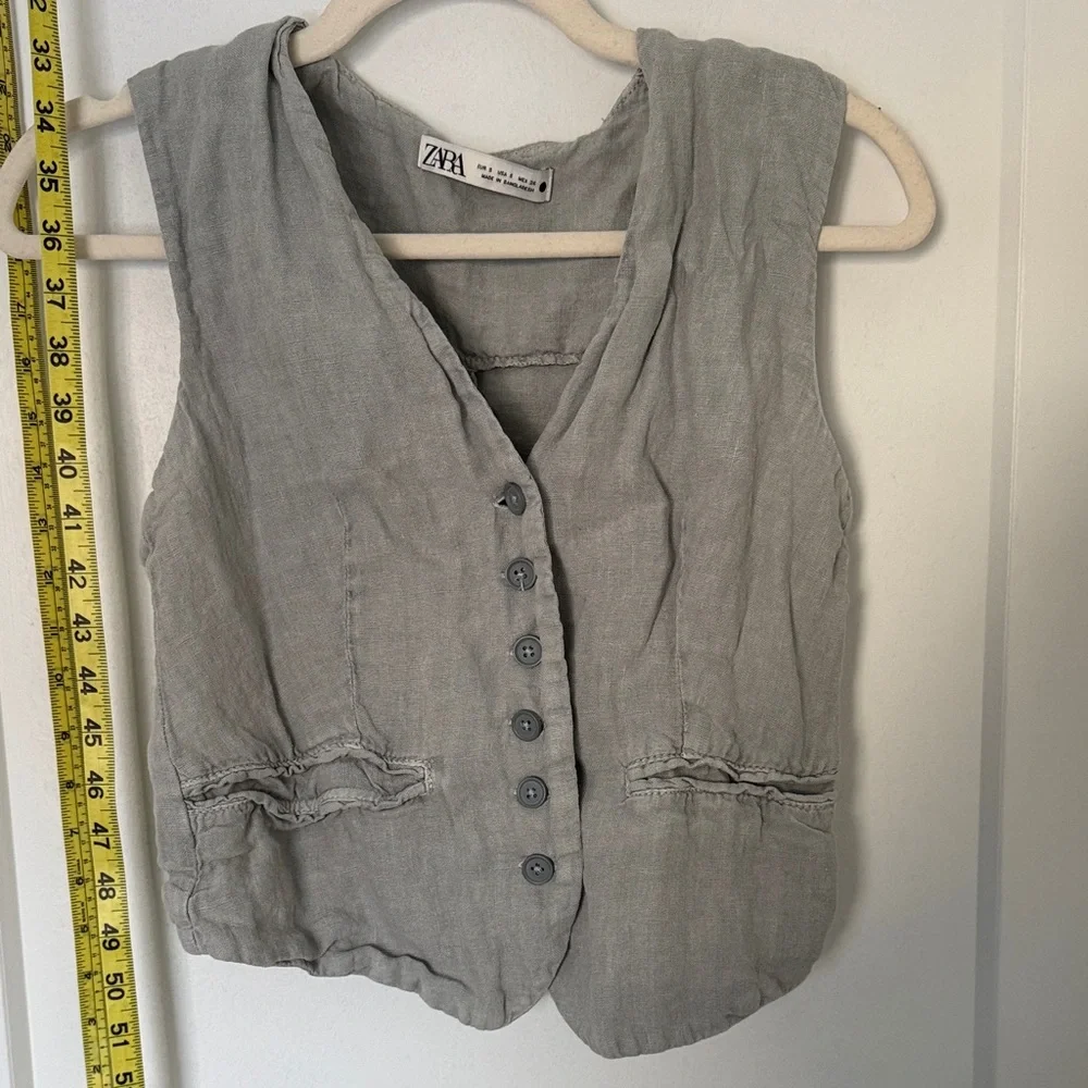 Zara Light Gray/blue Women's Buttoned Vest - Picture 2 of 4